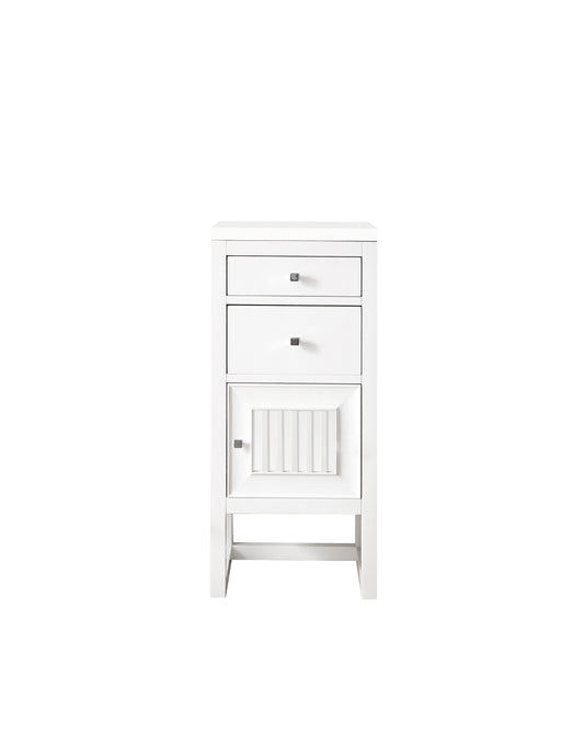 James Martin Athens 15" Base Cabinet with Drawers and Right Door, Glossy White with 3 CM White Zeus Quartz Top - Luxe Bathroom Vanities