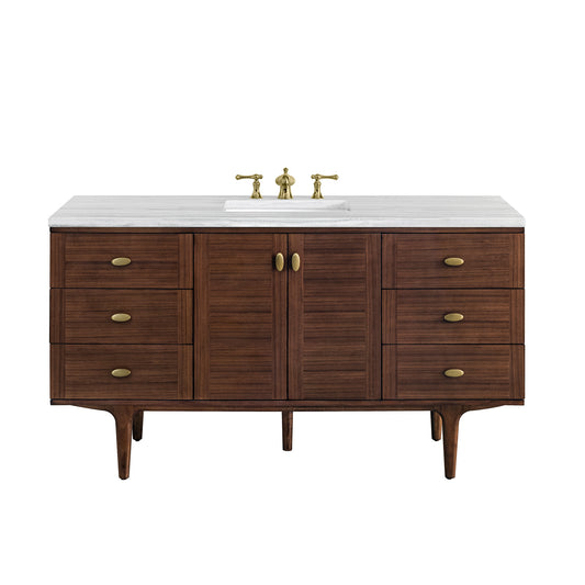James Martin Amberly 60" Single Vanity, Mid-Century Walnut - Luxe Bathroom Vanities
