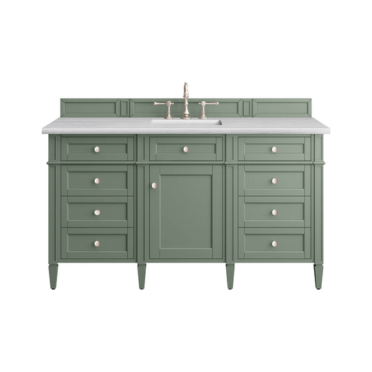 James Martin Brittany 60" Single Vanity, Smokey Celadon - Luxe Bathroom Vanities
