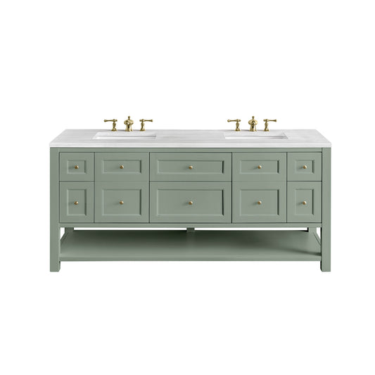 James Martin Breckenridge 72" Double Vanity, Smokey Celadon - Luxe Bathroom Vanities
