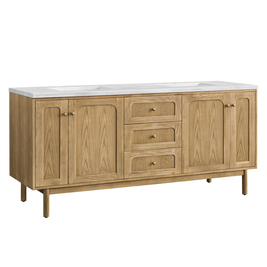 James Martin Laurent 72" Double Vanity, Light Natural Oak - Luxe Bathroom Vanities
