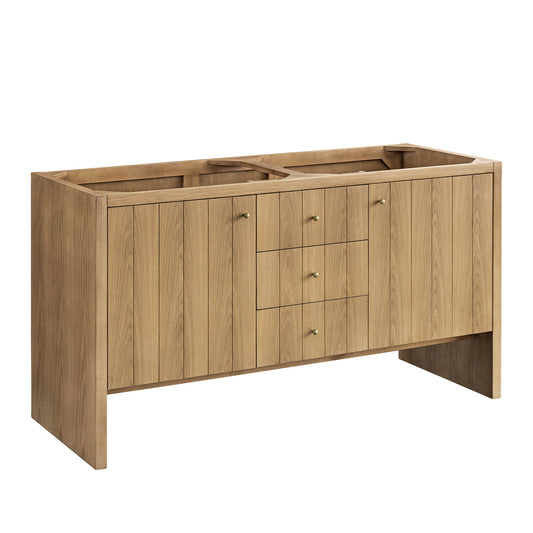 James Martin Hudson 60" Double Vanity, Light Natural Oak, Cabinet Only - Luxe Bathroom Vanities
