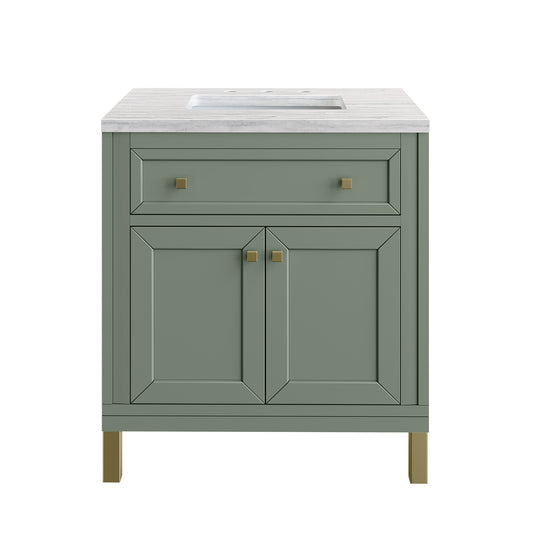 James Martin Chicago 30" Single Vanity, Smokey Celadon - Luxe Bathroom Vanities