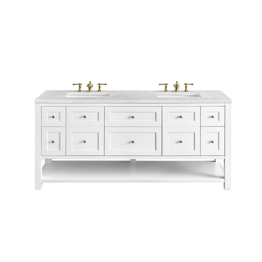 James Martin Breckenridge 72" Double Vanity, Bright White - Luxe Bathroom Vanities