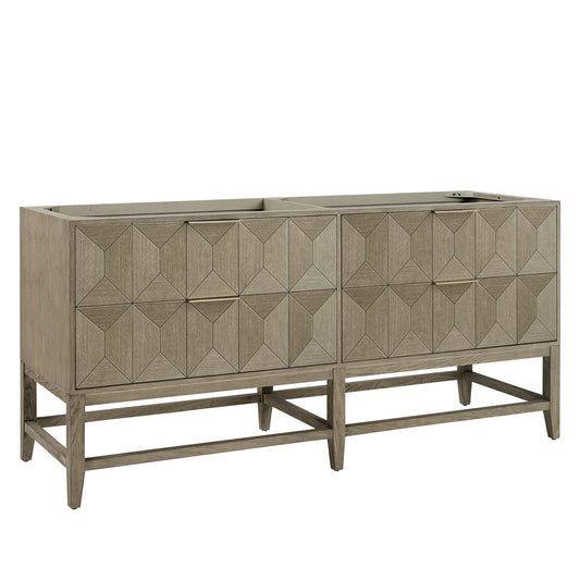 James Martin Emmeline 72" Double Vanity, Pebble Oak Cabinet Only - Luxe Bathroom Vanities