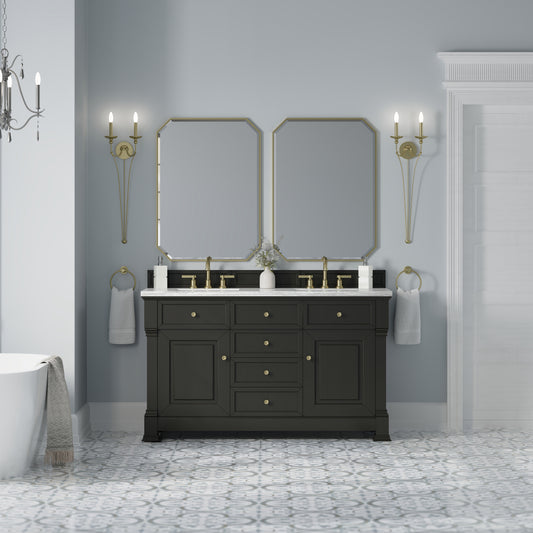 James Martin Brookfield 60" Double Vanity Black Onyx with 3 CM Countertop - Luxe Bathroom Vanities