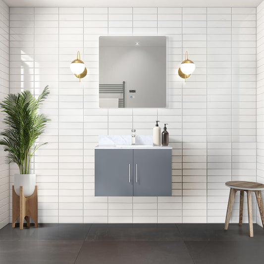 Lexora Collection Geneva 30 inch Bath Vanity and 30 inch LED Mirror - Luxe Bathroom Vanities