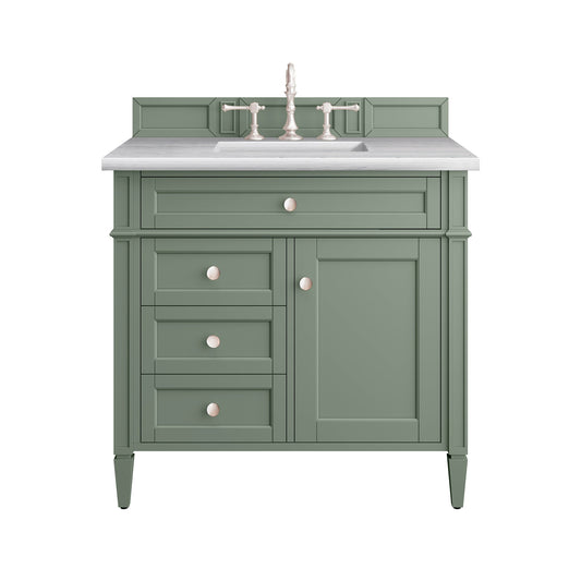 James Martin Brittany 36" Single Vanity, Smokey Celadon - Luxe Bathroom Vanities