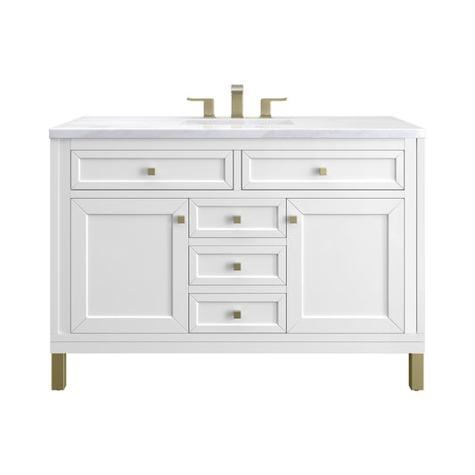James Martin Chicago 48" Single Vanity, Glossy White - Luxe Bathroom Vanities