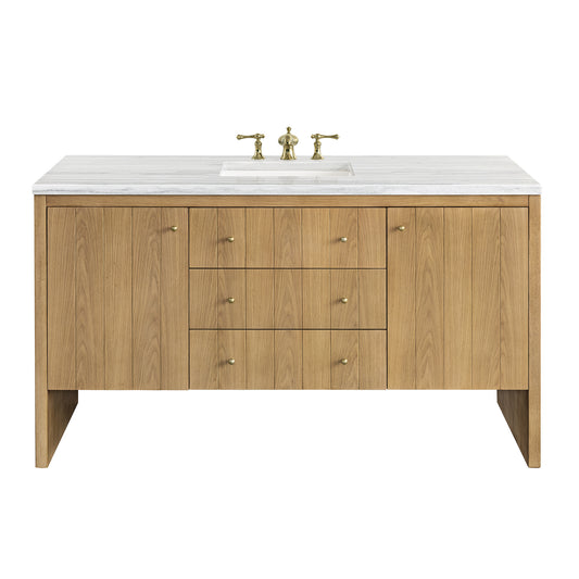 James Martin Hudson 60" Single Vanity, Light Natural Oak - Luxe Bathroom Vanities