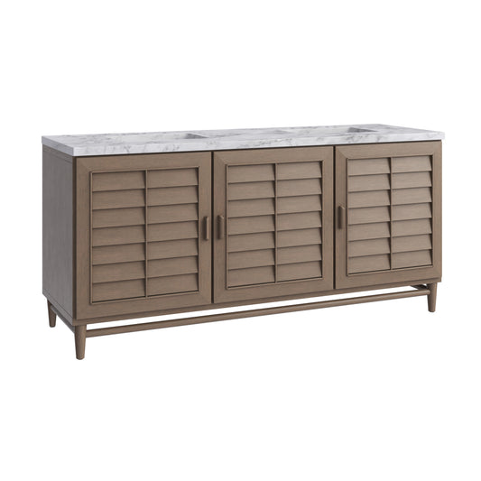 James Martin Portland 72" Double Vanity Whitewashed Walnut with 3 CM Countertop