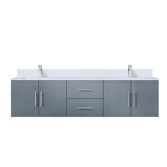 Lexora Collection Geneva 72 inch Double Bath Vanity, White Quartz Top, and Faucet Set - Luxe Bathroom Vanities