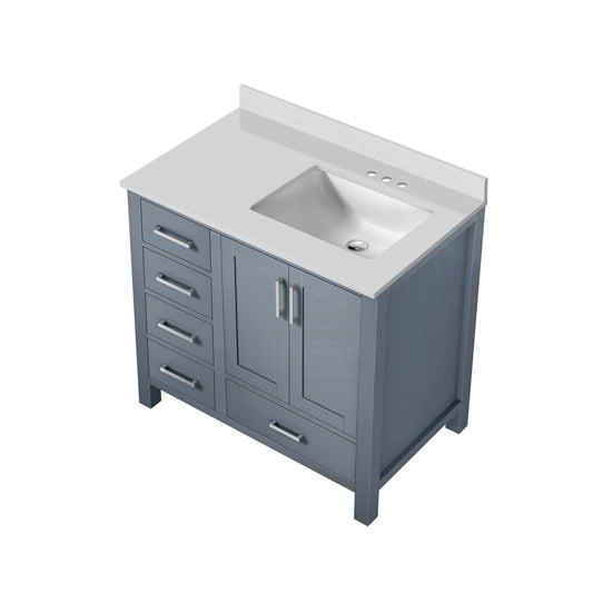 Lexora Collection Jacques 36 inch Bath Vanity and White Quartz Top - Luxe Bathroom Vanities
