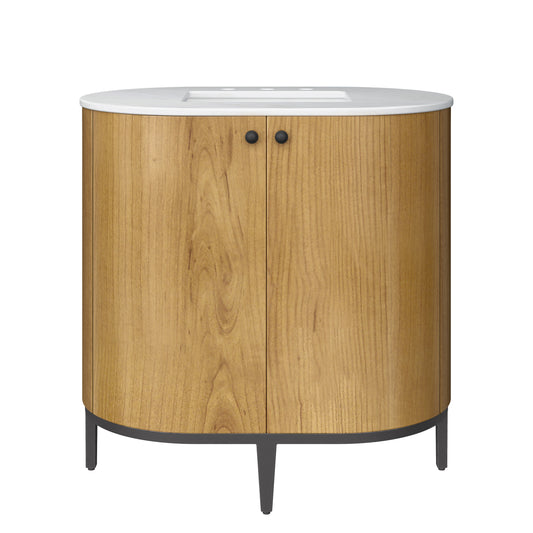 James Martin Bellamy 36" Single Vanity, Rustic Oak with Carrara Marble Top - Luxe Bathroom Vanities