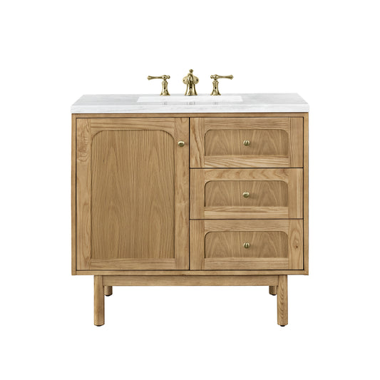 James Martin Laurent 36" Single Vanity, Light Natural Oak - Luxe Bathroom Vanities
