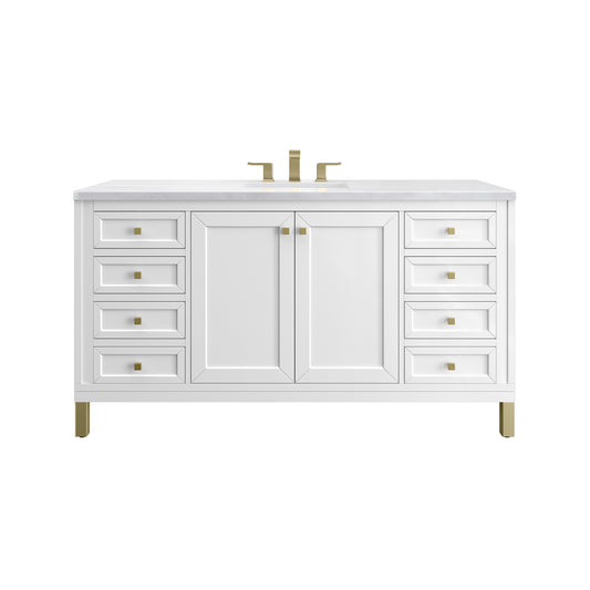 James Martin Chicago 60" Single Vanity, Glossy White - Luxe Bathroom Vanities