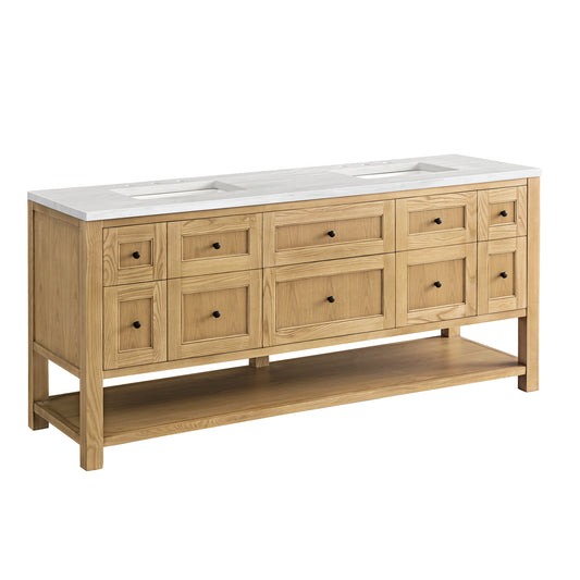 James Martin Breckenridge 72" Double Vanity, Light Natural Oak w/ 3 CM Top - Luxe Bathroom Vanities