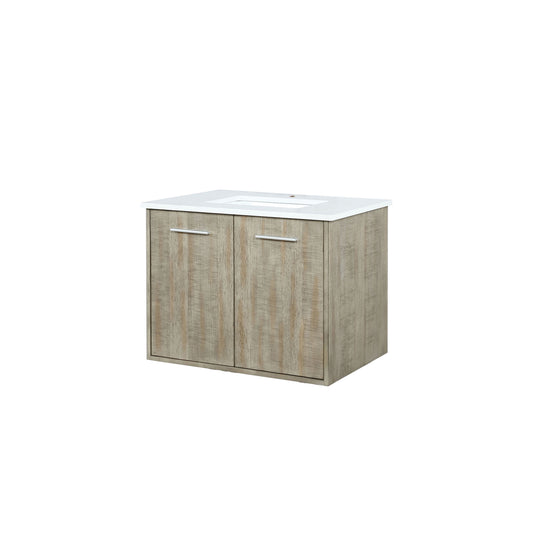 Lexora Collection Fairbanks 30 inch Rustic Acacia Bath Vanity and White Quartz Top - Luxe Bathroom Vanities