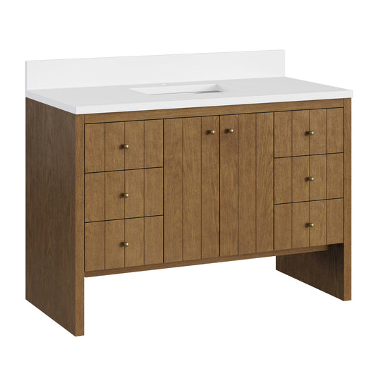 James Martin Hudson 48" Single Vanity with Single Hole 3 CM White Zeus Silestone Top and Matching Backsplash