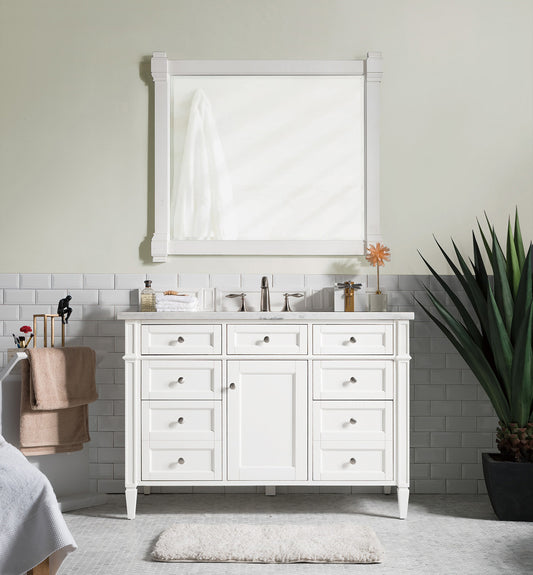 James Martin Brittany 48" Single Vanity, Bright White with 3CM Top - Luxe Bathroom Vanities