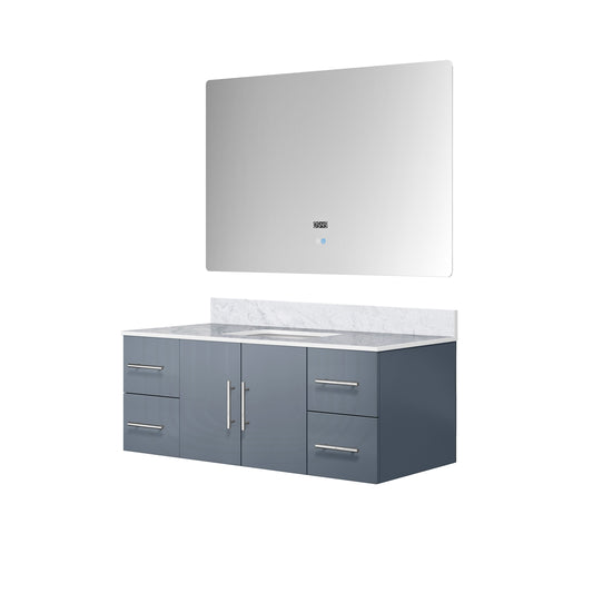 Lexora Collection Geneva 48 inch Bath Vanity, Top, and 48 inch LED Mirror - Luxe Bathroom Vanities