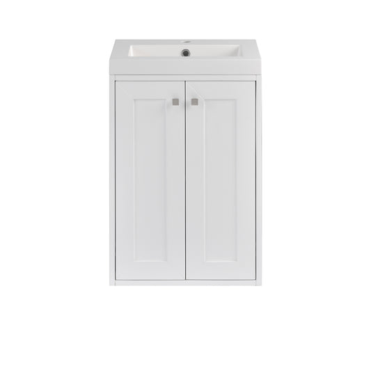 James Martin Chianti Single Floating Vanity with White Glossy Composite Stone Top