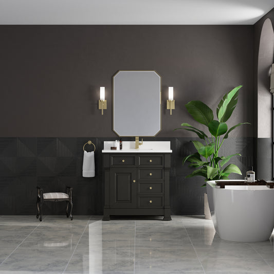 James Martin Brookfield 36" Single Vanity, Black Onyx with 3 CM Countertop - Luxe Bathroom Vanities