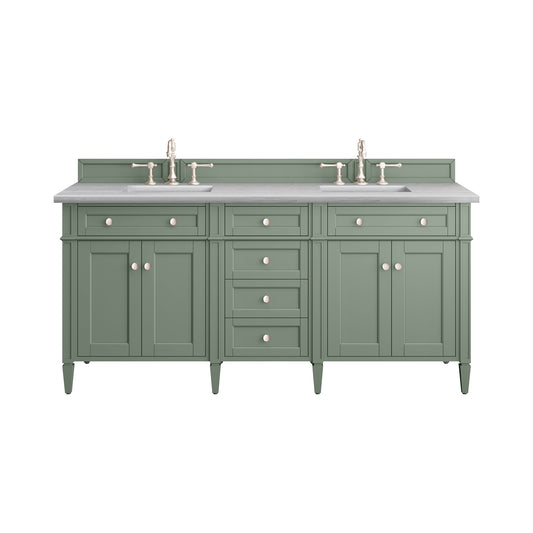 James Martin Brittany 72" Double Vanity, Smokey Celadon - Luxe Bathroom Vanities