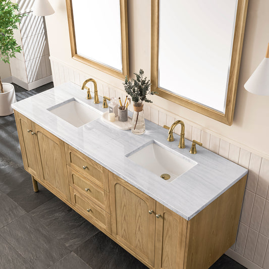 James Martin Laurent 72" Double Vanity, Light Natural Oak, Cabinet Only - Luxe Bathroom Vanities