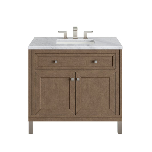 James Martin Chicago 36" Single Vanity, Whitewashed Walnut with 3 CM Top - Luxe Bathroom Vanities