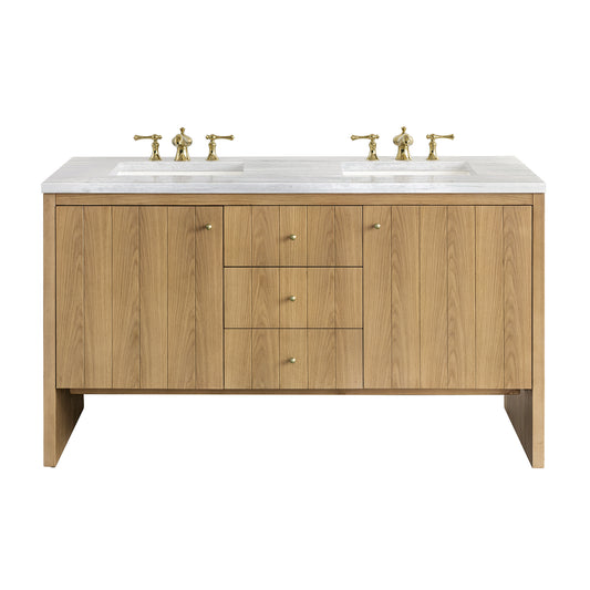 James Martin Hudson 60" Double Vanity, Light Natural Oak - Luxe Bathroom Vanities