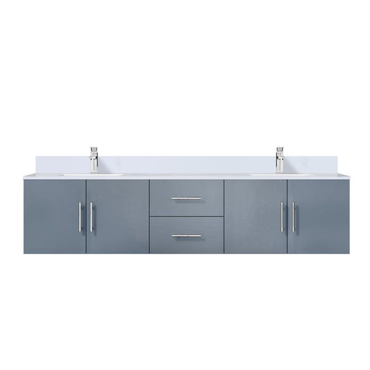 Lexora Collection Geneva 80 inch Double Bath Vanity, White Quartz Top, and Faucet Set - Luxe Bathroom Vanities