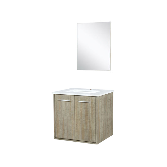 Lexora Collection Fairbanks 24 inch Rustic Acacia Bath Vanity, Cultured Marble Top and 18 inch Mirror - Luxe Bathroom Vanities