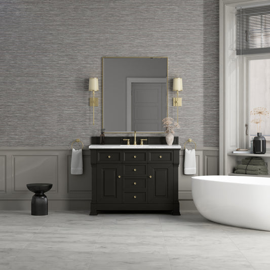 James Martin Brookfield 48" Single Vanity, Black Onyx with 3 CM Countertop - Luxe Bathroom Vanities