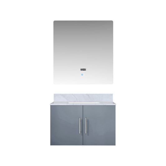 Lexora Collection Geneva 30 inch Bath Vanity, Top, and 30 inch LED Mirror - Luxe Bathroom Vanities