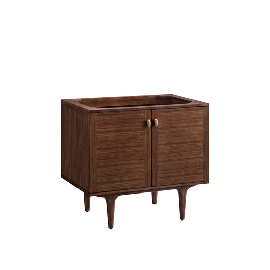 James Martin Amberly 36" Single Vanity, Mid-Century Walnut, Cabinet Only - Luxe Bathroom Vanities