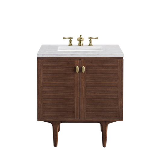 James Martin Amberly 30" Single Vanity, Mid-Century Walnut - Luxe Bathroom Vanities