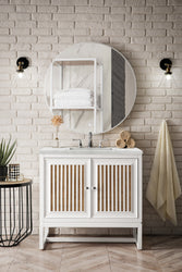 James Martin Athens 36" Single Vanity, Glossy White with 3CM Top - Luxe Bathroom Vanities