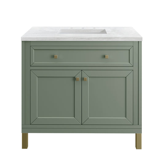 James Martin Chicago 36" Single Vanity, Smokey Celadon - Luxe Bathroom Vanities