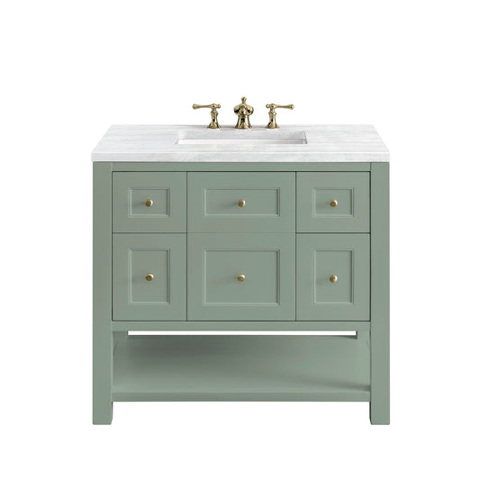 James Martin Breckenridge 36" Single Vanity, Smokey Celadon - Luxe Bathroom Vanities