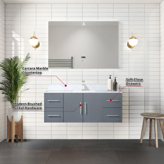 Lexora Collection Geneva 48 inch Bath Vanity, Top, and Faucet Set - Luxe Bathroom Vanities