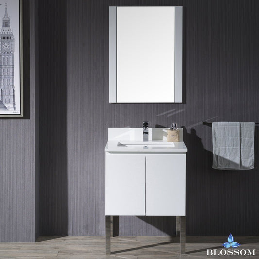 Blossom Monaco 24" w/ Mirror and Chrome Legs - Luxe Bathroom Vanities Luxury Bathroom Fixtures Bathroom Furniture