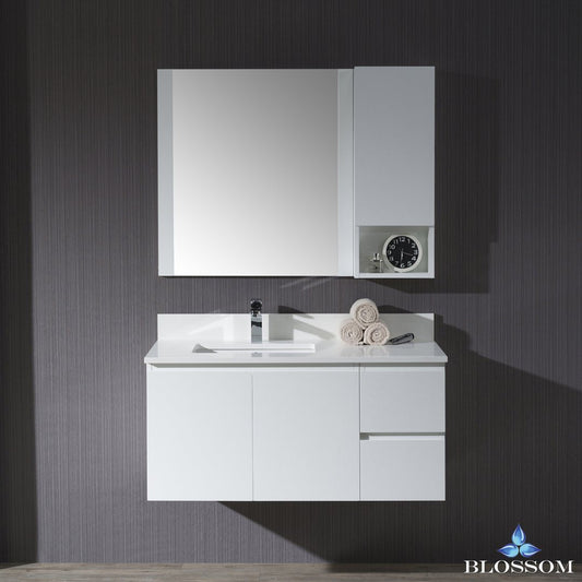 Blossom Monaco 42" Wall Mount Lt w/ Mirror and Wall Cabinet - Luxe Bathroom Vanities Luxury Bathroom Fixtures Bathroom Furniture