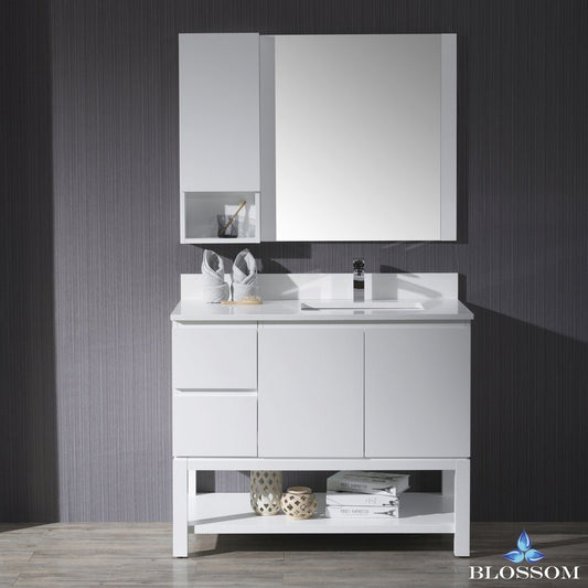 Blossom Monaco 42" Rt w/ Mirror and Wall Cabinet - Luxe Bathroom Vanities Luxury Bathroom Fixtures Bathroom Furniture