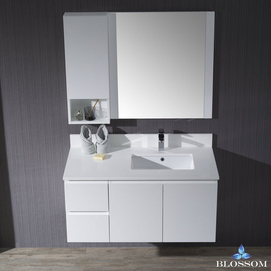 Blossom Monaco 42" Wall Mount Rt w/ Mirror and Wall Cabinet - Luxe Bathroom Vanities Luxury Bathroom Fixtures Bathroom Furniture