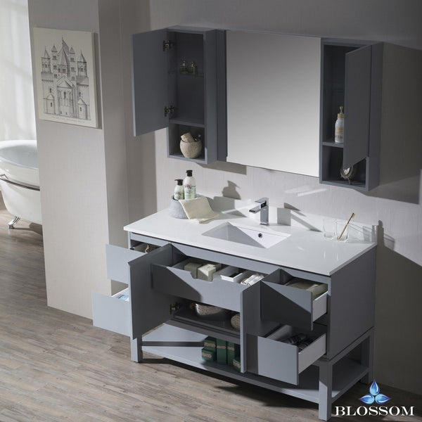 Blossom Monaco 54" w/ Mirror and Wall Cabinets - Luxe Bathroom Vanities Luxury Bathroom Fixtures Bathroom Furniture