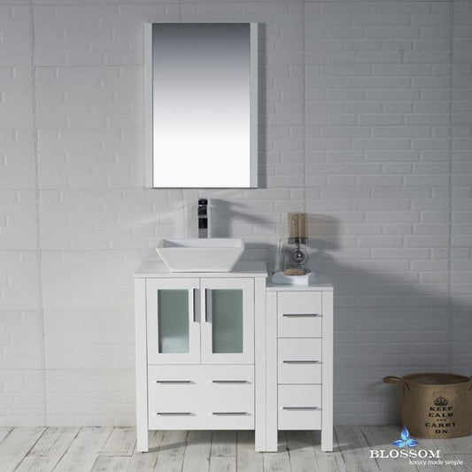 Blossom Sydney 36" w/ Vessel Sink and Side Cabinet - Luxe Bathroom Vanities Luxury Bathroom Fixtures Bathroom Furniture