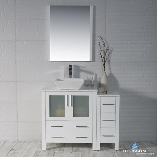 Blossom Sydney 42" w/ Vessel Sink and Side Cabinet - Luxe Bathroom Vanities Luxury Bathroom Fixtures Bathroom Furniture