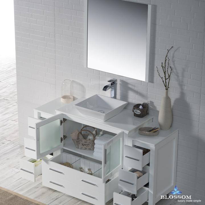 Blossom Sydney 60" w/ Vessel Sink and Double Side Cabinets - Luxe Bathroom Vanities Luxury Bathroom Fixtures Bathroom Furniture