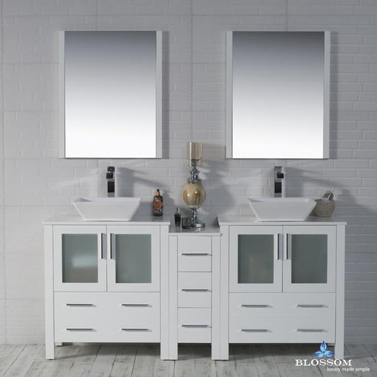 Blossom Sydney 72" Double w/ Vessel Sinks and Mirrors - Luxe Bathroom Vanities Luxury Bathroom Fixtures Bathroom Furniture